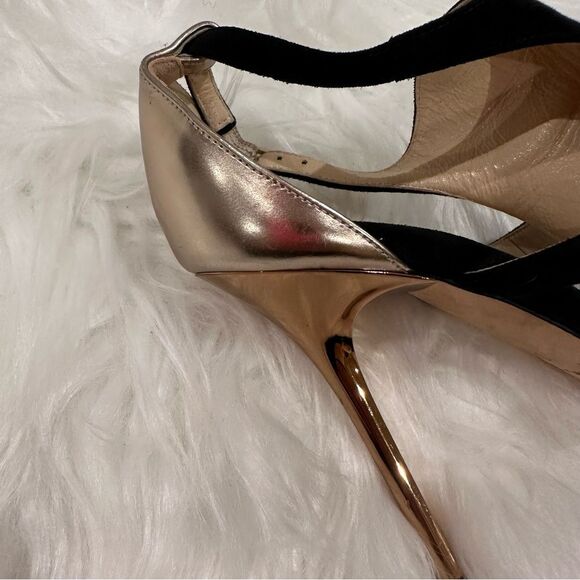 Jimmy Choo Tida Suede Cutout Sandals in Black Suede - Picture 3 of 15